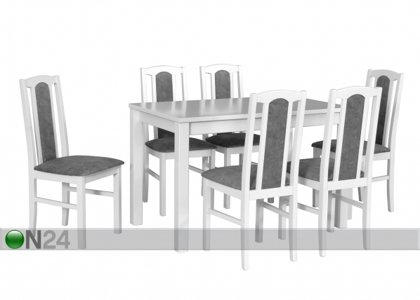 Jatkettava ruokapöytä ja 6 tuolia