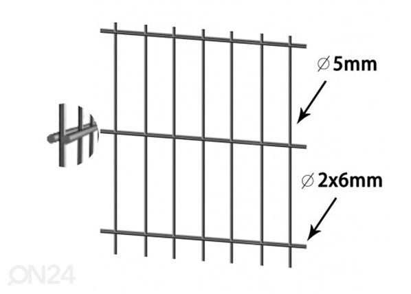 Aitaelementti 2D RAL7016, 6/5/6 mm 163x250 cm
