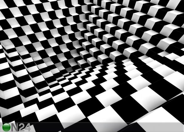 Fleece-kuvatapetti BLACK AND WHITE DICE 360x270 cm