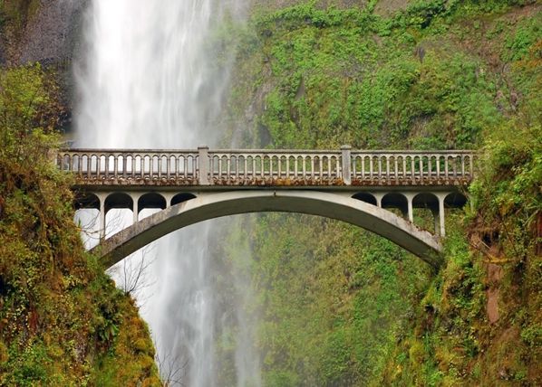 Fleece kuvatapetti BRIDGE NEAR WATERFALL 360x270 cm