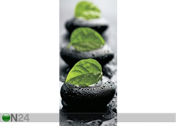 Fleece kuvatapetti STONES WITH LEAVES 90x202 cm