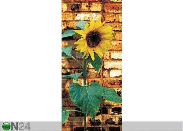 Fleece kuvatapetti SUNFLOWER WITH BRICKS 90x202 cm