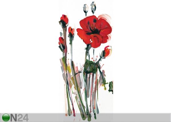 Fleece kuvatapetti WATERCOLOR POPPIES 90x202 cm