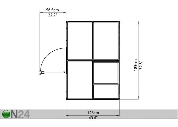 Kasvihuone Palram Hybrid 1,85x1,26 m, 2,33 m²
