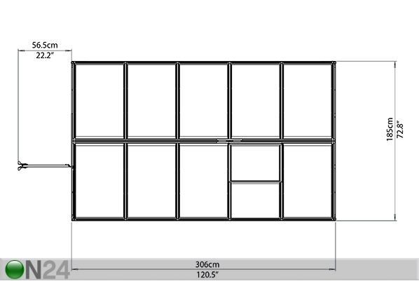 Kasvihuone Palram Hybrid 1,85x3,06 m, 5,66 m²