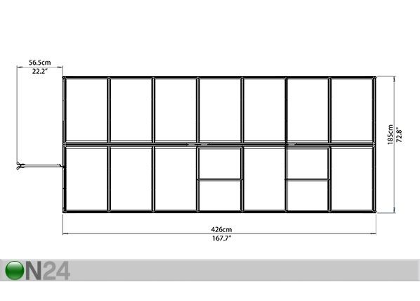 Kasvihuone Palram Hybrid 1,85x4,26 m, 7,88 m²