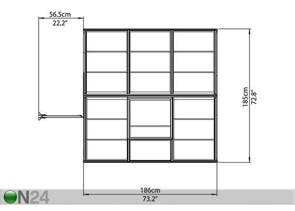 Kasvihuone Palram Hybrid 1,86x1,86 m, 3,44 m²