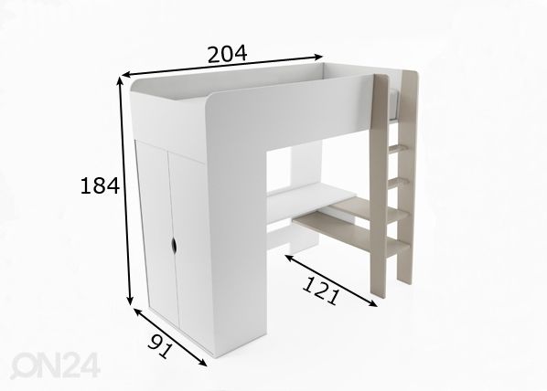 Monitoimisänky + patja 90x200 cm