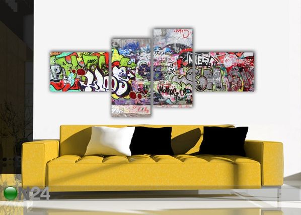 Neljäosainen paneeli taulu GRAFFITI 3, 100x40 cm