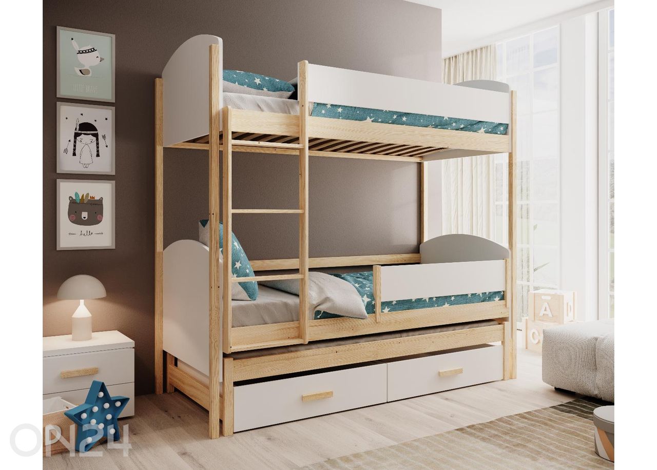 3-hengen kerrossänky setti LEIA patjoilla 80x180 cm kuvasuurennos