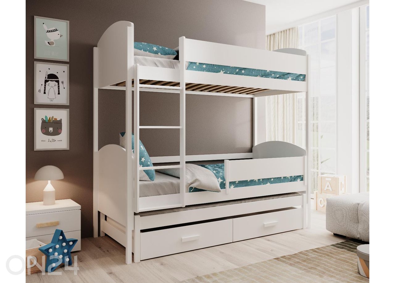 3-hengen kerrossänky setti LEIA patjoilla, 90x200 cm kuvasuurennos