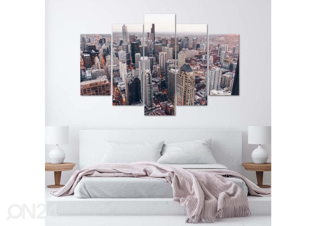 5-osainen sisustustaulu Chicago Skyscrapers 150x100 cm kuvasuurennos