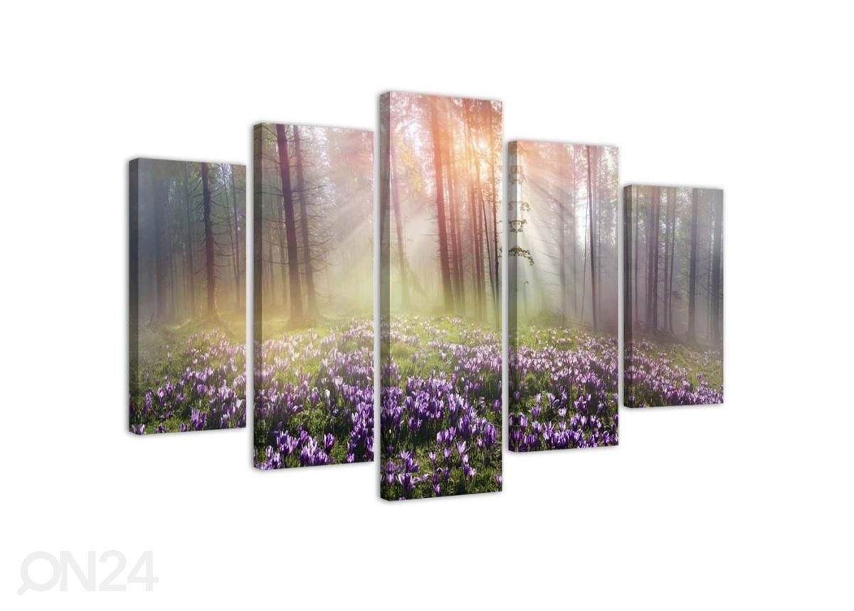 5-osainen sisustustaulu Crocuses on a clearing 150x100 cm kuvasuurennos