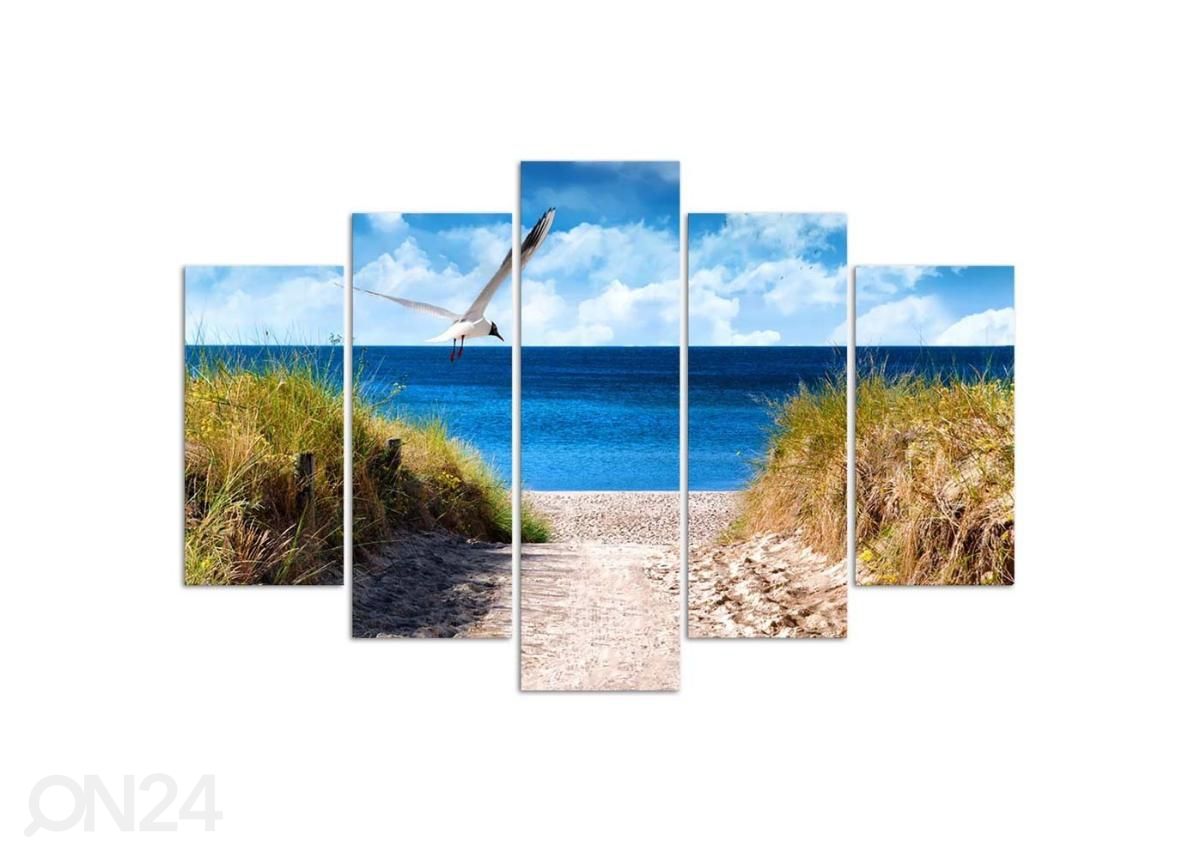 5-osainen taulu Greeting to the Sea 100x70 cm kuvasuurennos