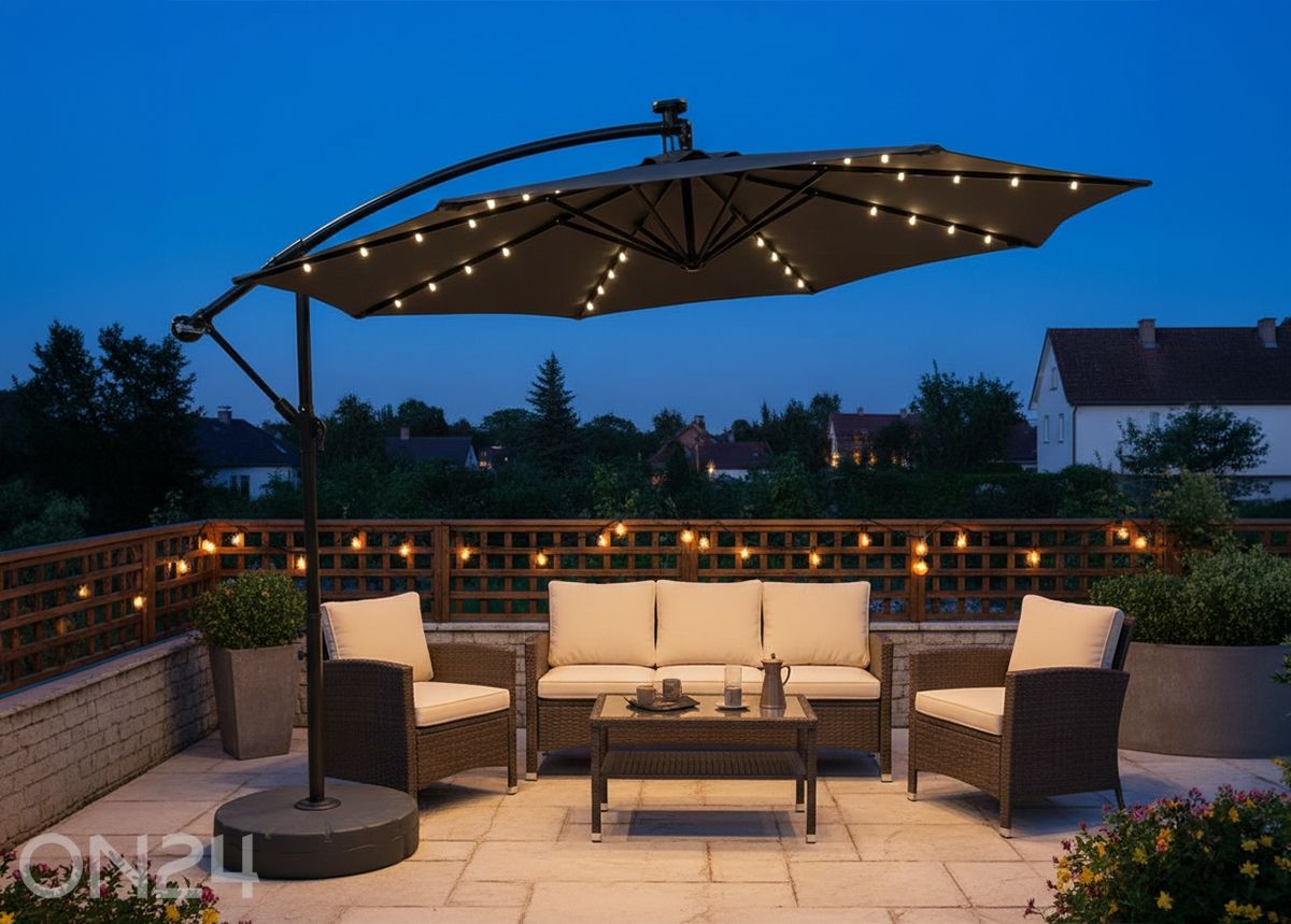 Aurinkovarjo Milin + LED Ø 3 m kuvasuurennos