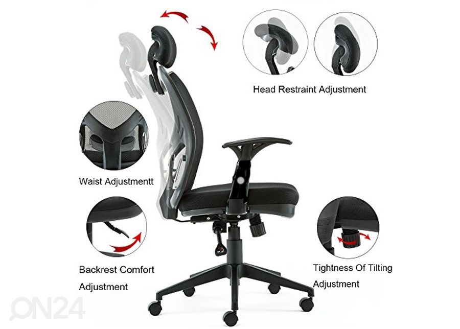 Ergonominen työtuoli Evita Deluxe musta kuvasuurennos