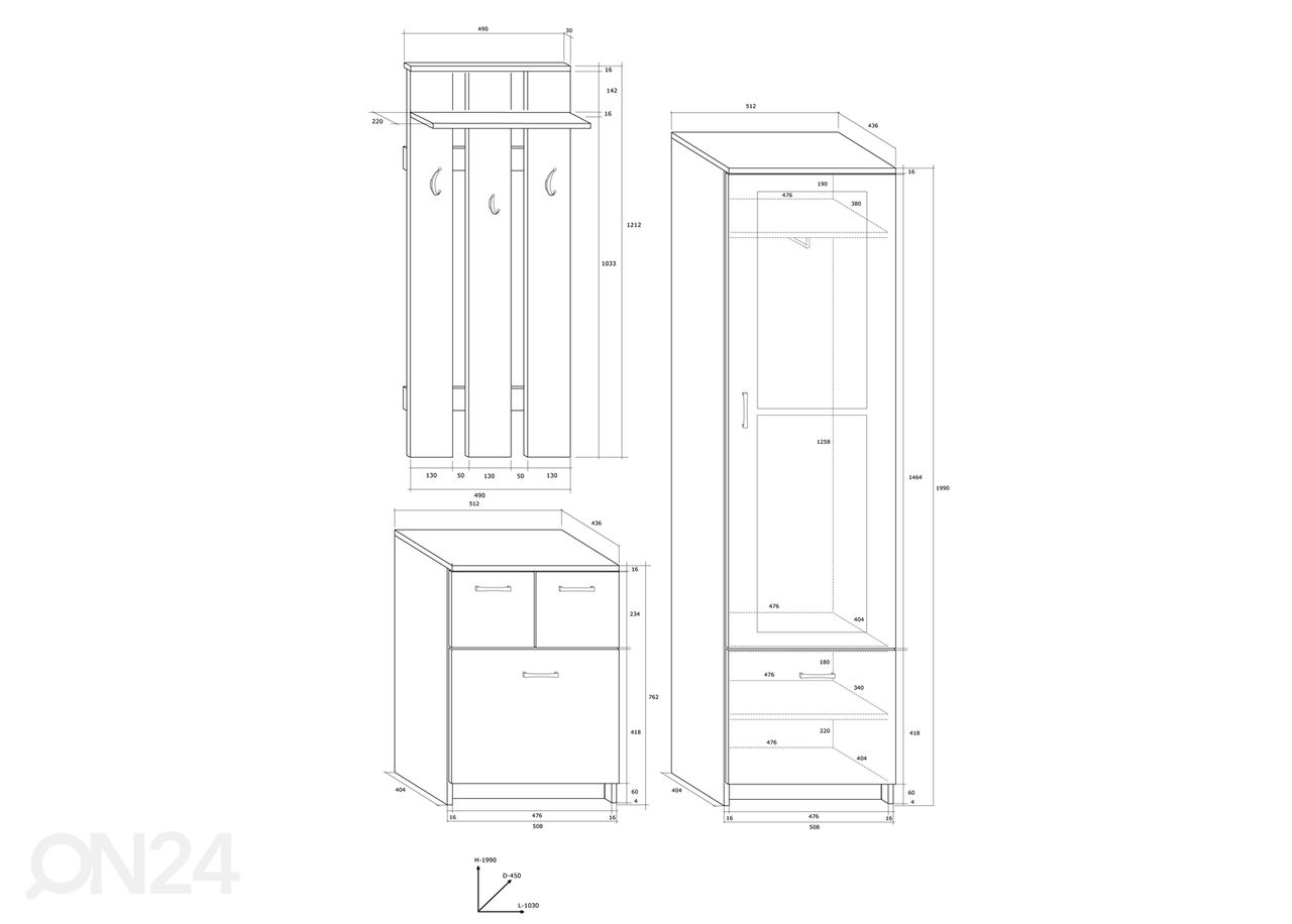 Eteiskaluste 103 cm kuvasuurennos