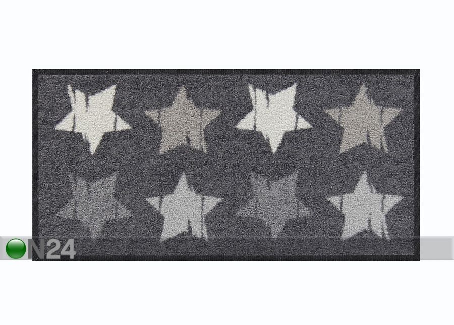 Eteismatto Wood Stars grey 30x60 cm kuvasuurennos