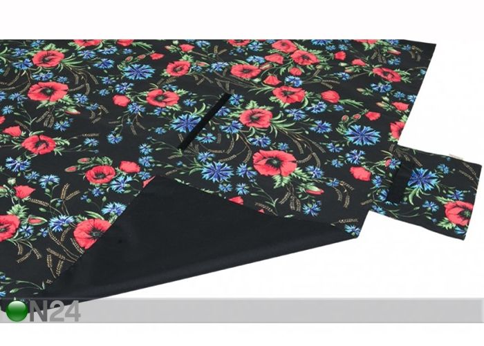 ETNO retkipeitto MUHU kirjontakuviolla, musta 90x140 cm kuvasuurennos