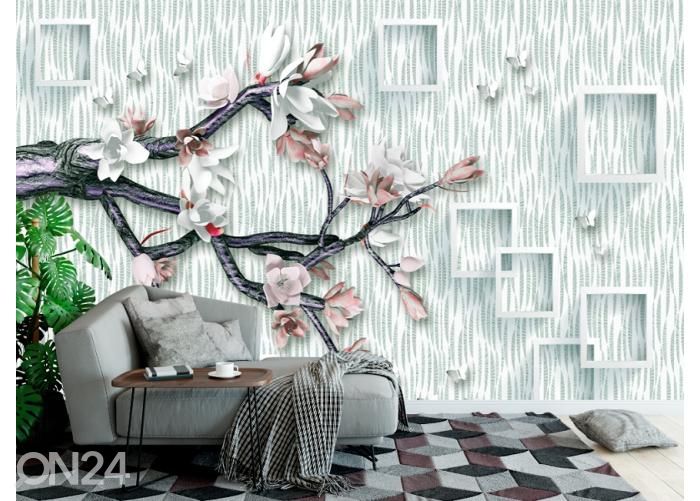 Fleece kuvatapetti 3D Ender Flower and Tree Branch 368x254 cm kuvasuurennos