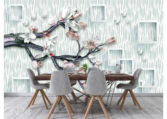 Fleece kuvatapetti 3D Ender Flower and Tree Branch 368x254 cm kuvasuurennos