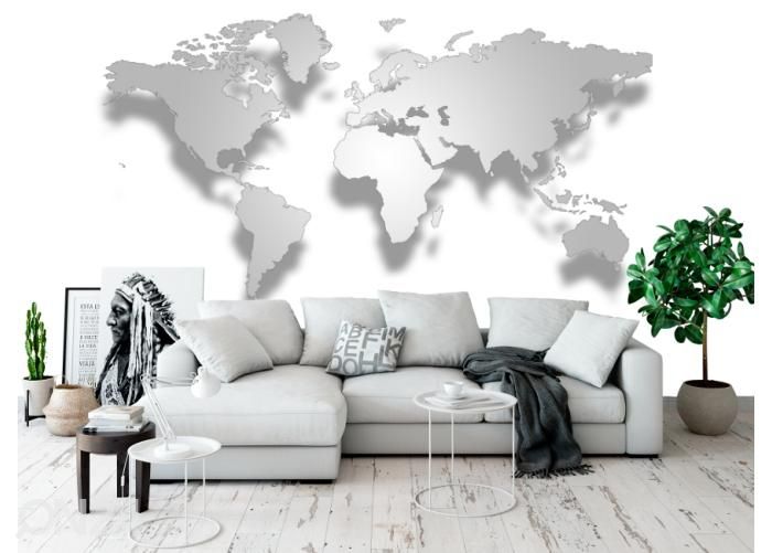 Fleece kuvatapetti 3D World Map 368x254 cm kuvasuurennos