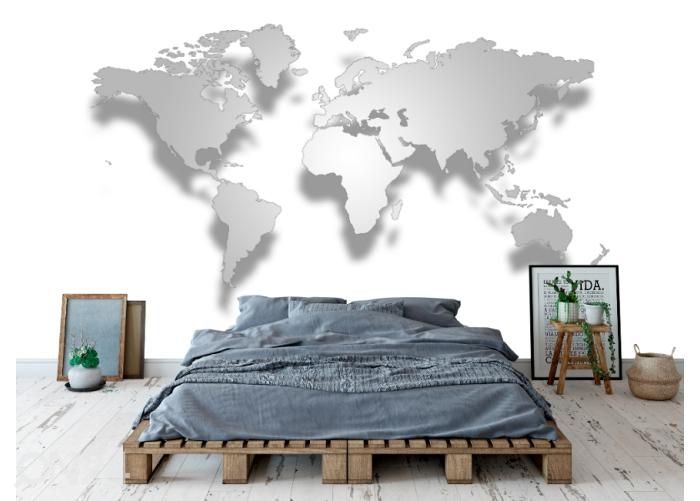 Fleece kuvatapetti 3D World Map 368x254 cm kuvasuurennos