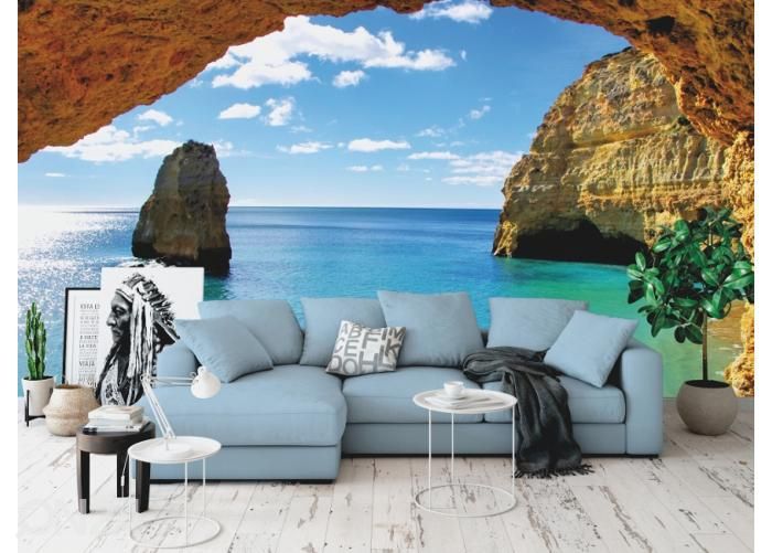 Fleece kuvatapetti Algarve Coast Rocks 368x254 cm kuvasuurennos