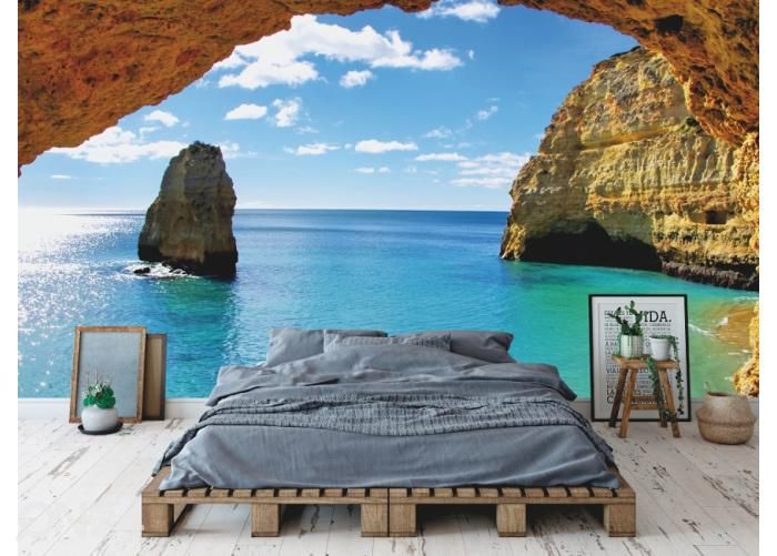 Fleece kuvatapetti Algarve Coast Rocks 368x254 cm kuvasuurennos