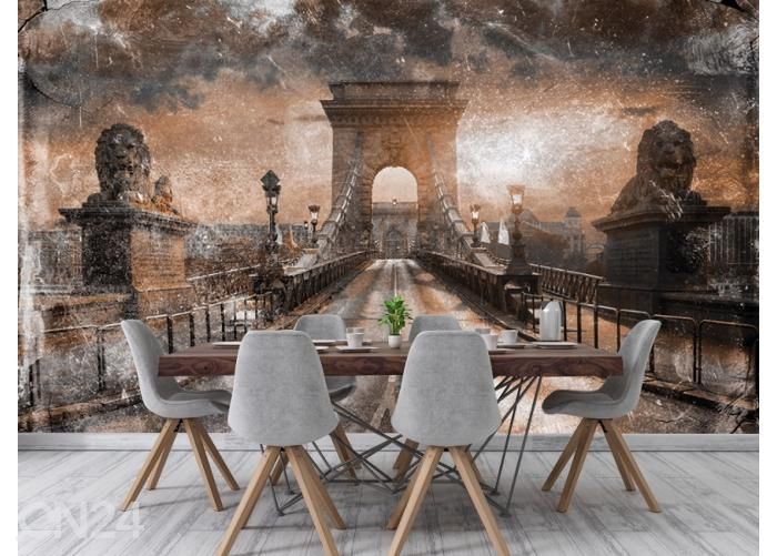 Fleece-kuvatapetti Art Mural Bridge In Budapest 400x260 cmcm kuvasuurennos