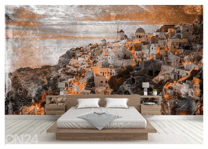 Fleece-kuvatapetti Art Mural Oia Santorini Greece 400x260 cm kuvasuurennos