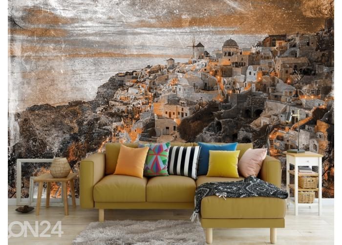 Fleece-kuvatapetti Art Mural Oia Santorini Greece 400x260 cm kuvasuurennos
