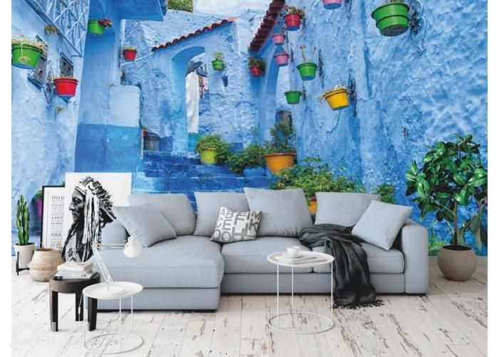 Fleece kuvatapetti Blue Town Of Chefchaouen 368x254 cm kuvasuurennos