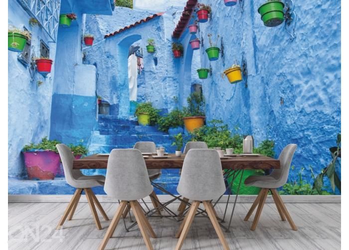 Fleece kuvatapetti Blue Town Of Chefchaouen 368x254 cm kuvasuurennos