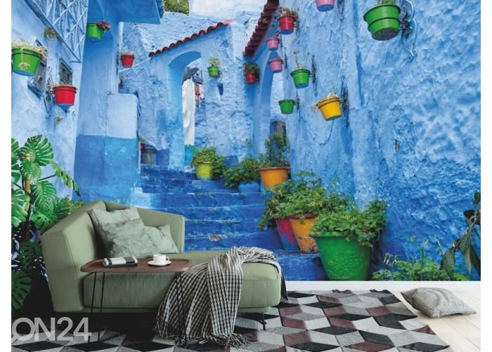 Fleece kuvatapetti Blue Town Of Chefchaouen 368x254 cm kuvasuurennos