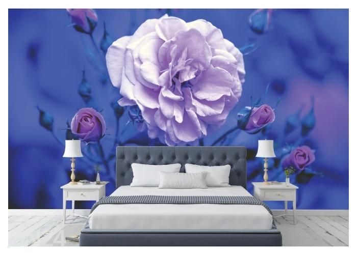 Fleece kuvatapetti Blue Vintage Rose 416x290 cm kuvasuurennos