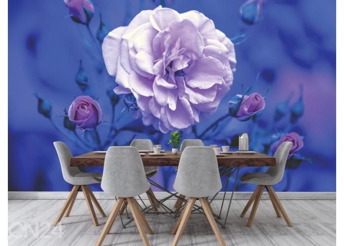 Fleece kuvatapetti Blue Vintage Rose 416x290 cm kuvasuurennos