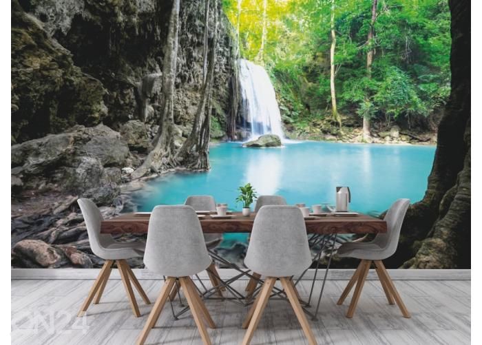 Fleece kuvatapetti Erawan Cascade Waterfall 416x290 cm kuvasuurennos