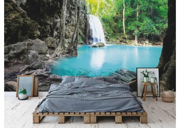 Fleece kuvatapetti Erawan Cascade Waterfall 416x290 cm kuvasuurennos