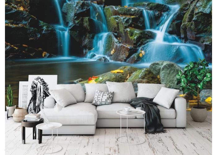 Fleece kuvatapetti Flowing Forest Stream 400x260 cm kuvasuurennos