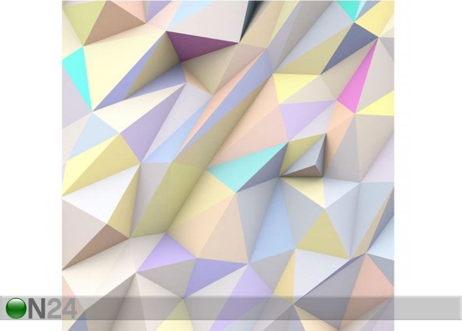 Fleece-kuvatapetti Geometric Pastel Triangles In 3D kuvasuurennos