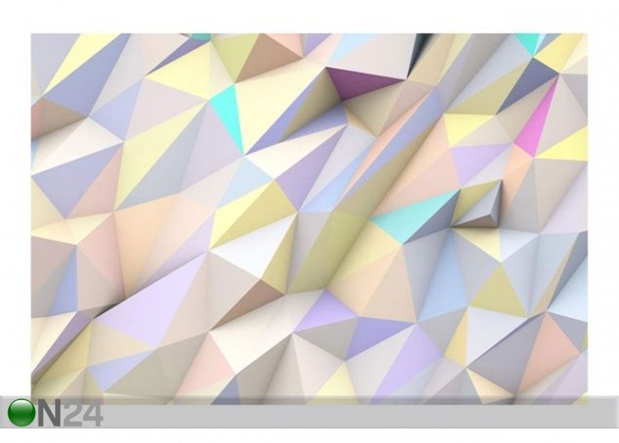 Fleece-kuvatapetti Geometric Pastel Triangles In 3D kuvasuurennos