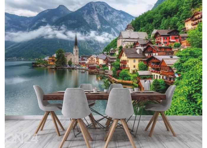 Fleece kuvatapetti Hallstatt Village 400x260 cm kuvasuurennos