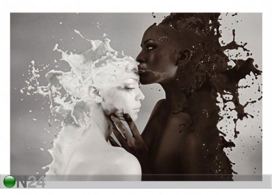 Fleece-kuvatapetti Milk & Coffee Kiss Black And White kuvasuurennos