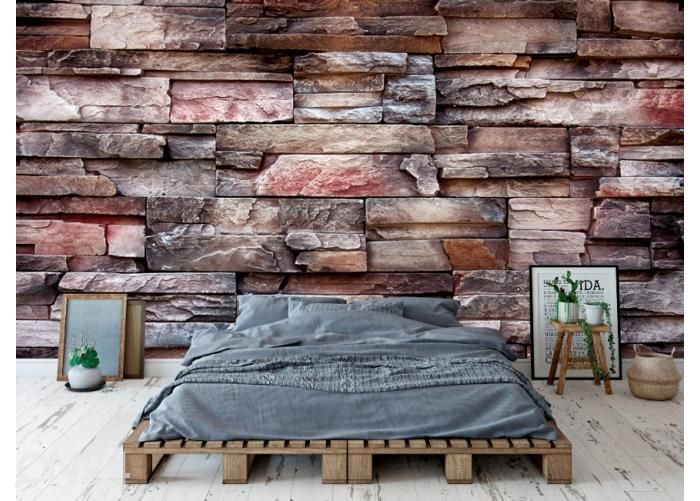 Fleece kuvatapetti Modern Style Stone Bricks Wall and Abstract Textur 400x260 cm kuvasuurennos