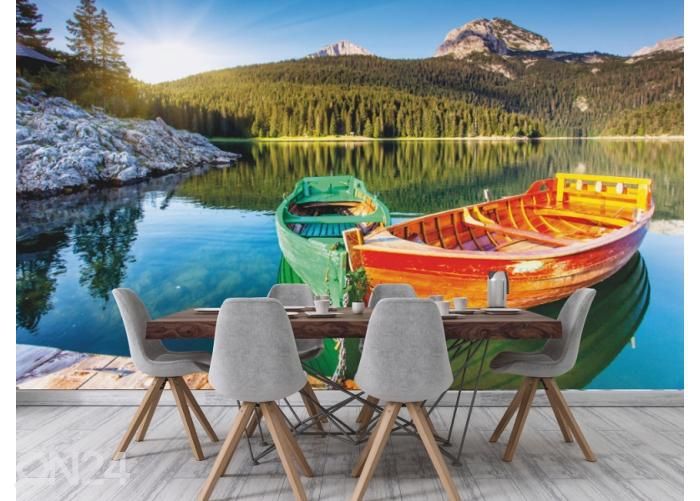 Fleece kuvatapetti Mountain Lake 368x254 cm kuvasuurennos