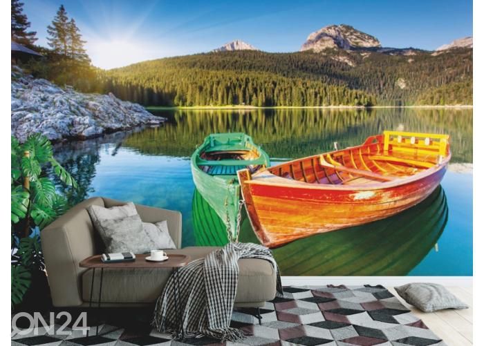 Fleece kuvatapetti Mountain Lake 368x254 cm kuvasuurennos