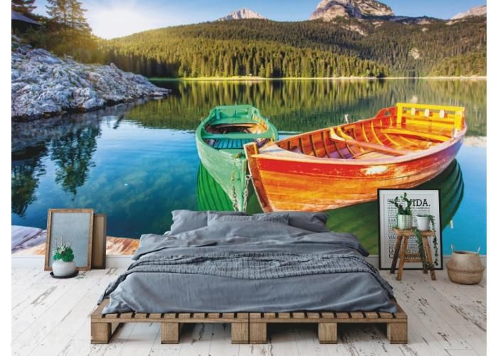 Fleece kuvatapetti Mountain Lake 368x254 cm kuvasuurennos