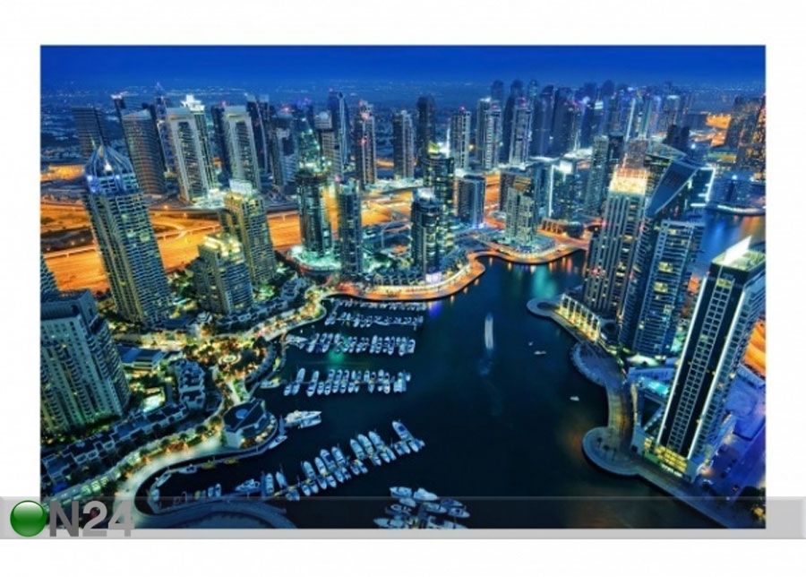 Fleece-kuvatapetti NOCTURNAL DUBAI MARINA kuvasuurennos