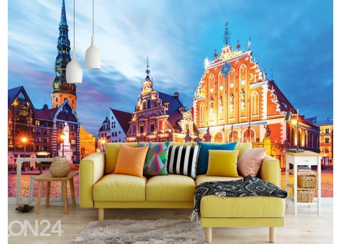 Fleece kuvatapetti Scenic Summer Evening View of the City Hall Square 416x290 cm kuvasuurennos